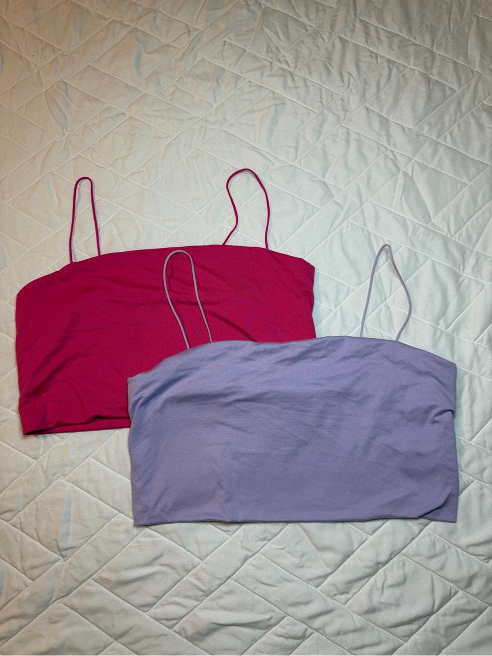 2 spaghetti strap tube tops - pink & lilac